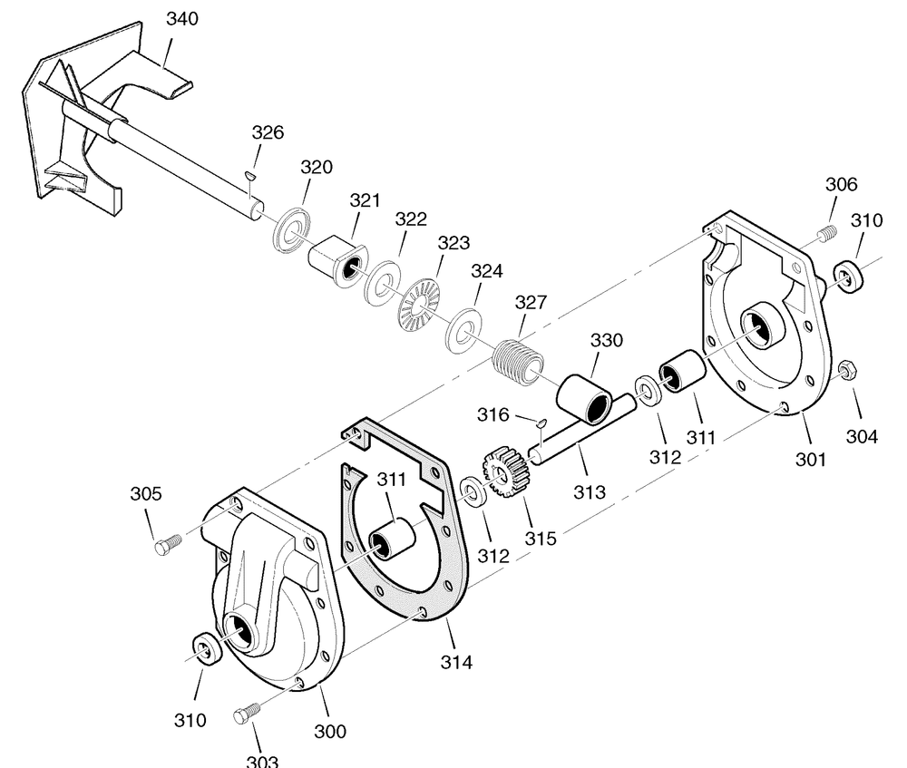 Gear Case Diagram and Parts List for 629117X31A 2004 Briggs and Stratton Snow Blower